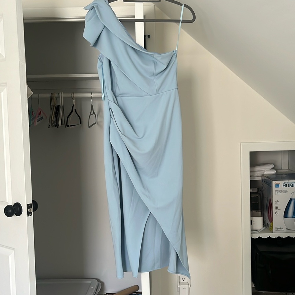 Light blue one shoulder dress
